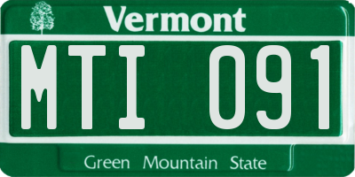 VT license plate MTI091