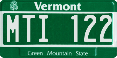 VT license plate MTI122