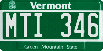 VT license plate MTI346