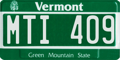 VT license plate MTI409