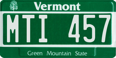 VT license plate MTI457