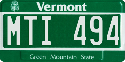 VT license plate MTI494