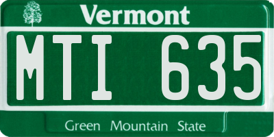 VT license plate MTI635