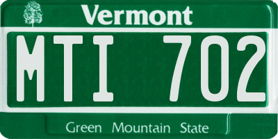 VT license plate MTI702