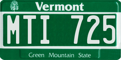 VT license plate MTI725