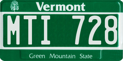 VT license plate MTI728