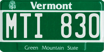 VT license plate MTI830