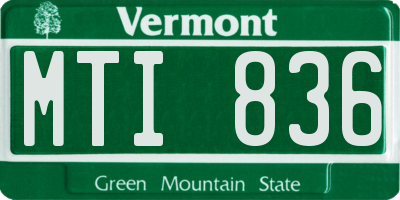 VT license plate MTI836