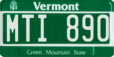 VT license plate MTI890