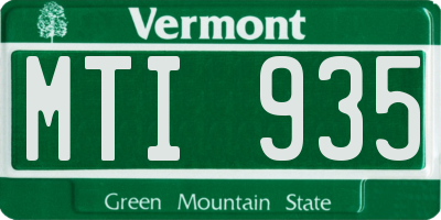 VT license plate MTI935
