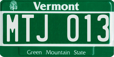 VT license plate MTJ013