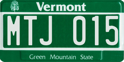 VT license plate MTJ015