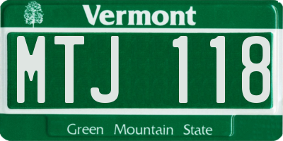 VT license plate MTJ118