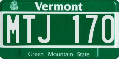 VT license plate MTJ170