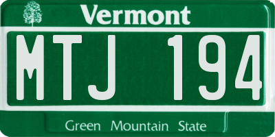 VT license plate MTJ194