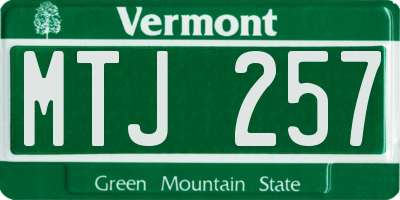 VT license plate MTJ257