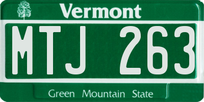 VT license plate MTJ263