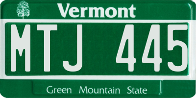 VT license plate MTJ445