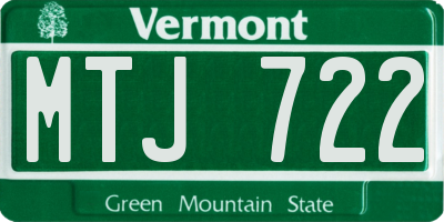 VT license plate MTJ722
