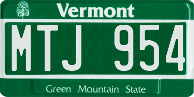 VT license plate MTJ954