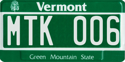 VT license plate MTK006