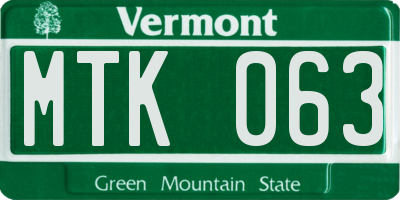 VT license plate MTK063
