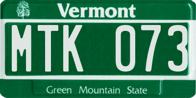 VT license plate MTK073