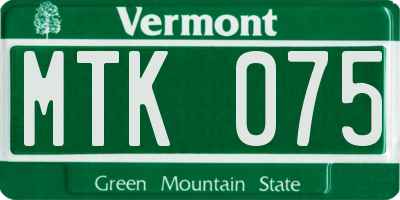 VT license plate MTK075