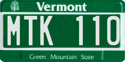 VT license plate MTK110
