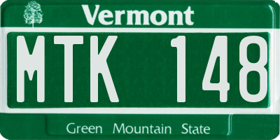 VT license plate MTK148
