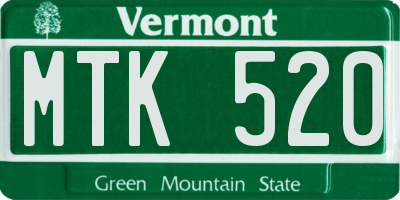 VT license plate MTK520