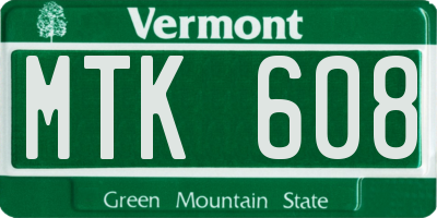 VT license plate MTK608