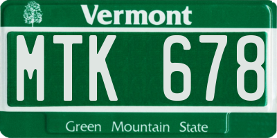 VT license plate MTK678