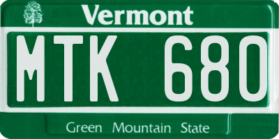VT license plate MTK680