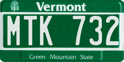 VT license plate MTK732