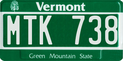 VT license plate MTK738