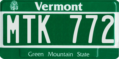 VT license plate MTK772