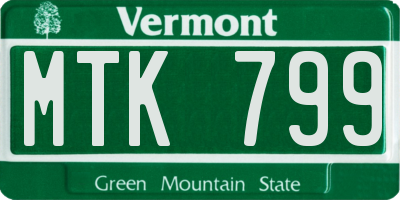 VT license plate MTK799