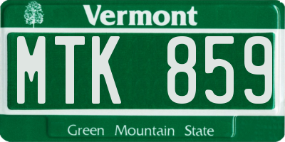 VT license plate MTK859