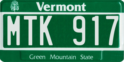 VT license plate MTK917