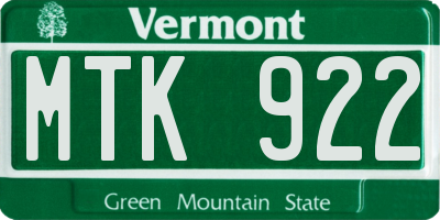 VT license plate MTK922