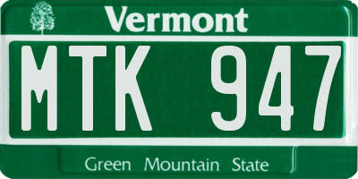 VT license plate MTK947