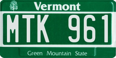 VT license plate MTK961