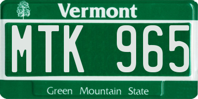 VT license plate MTK965