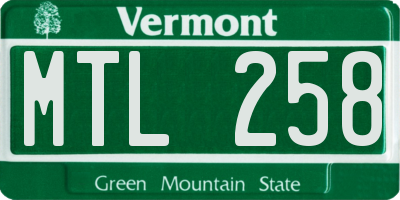 VT license plate MTL258
