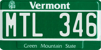 VT license plate MTL346