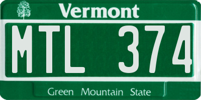 VT license plate MTL374