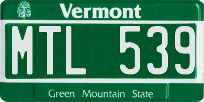 VT license plate MTL539