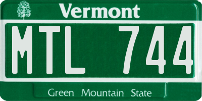 VT license plate MTL744