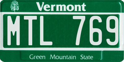 VT license plate MTL769